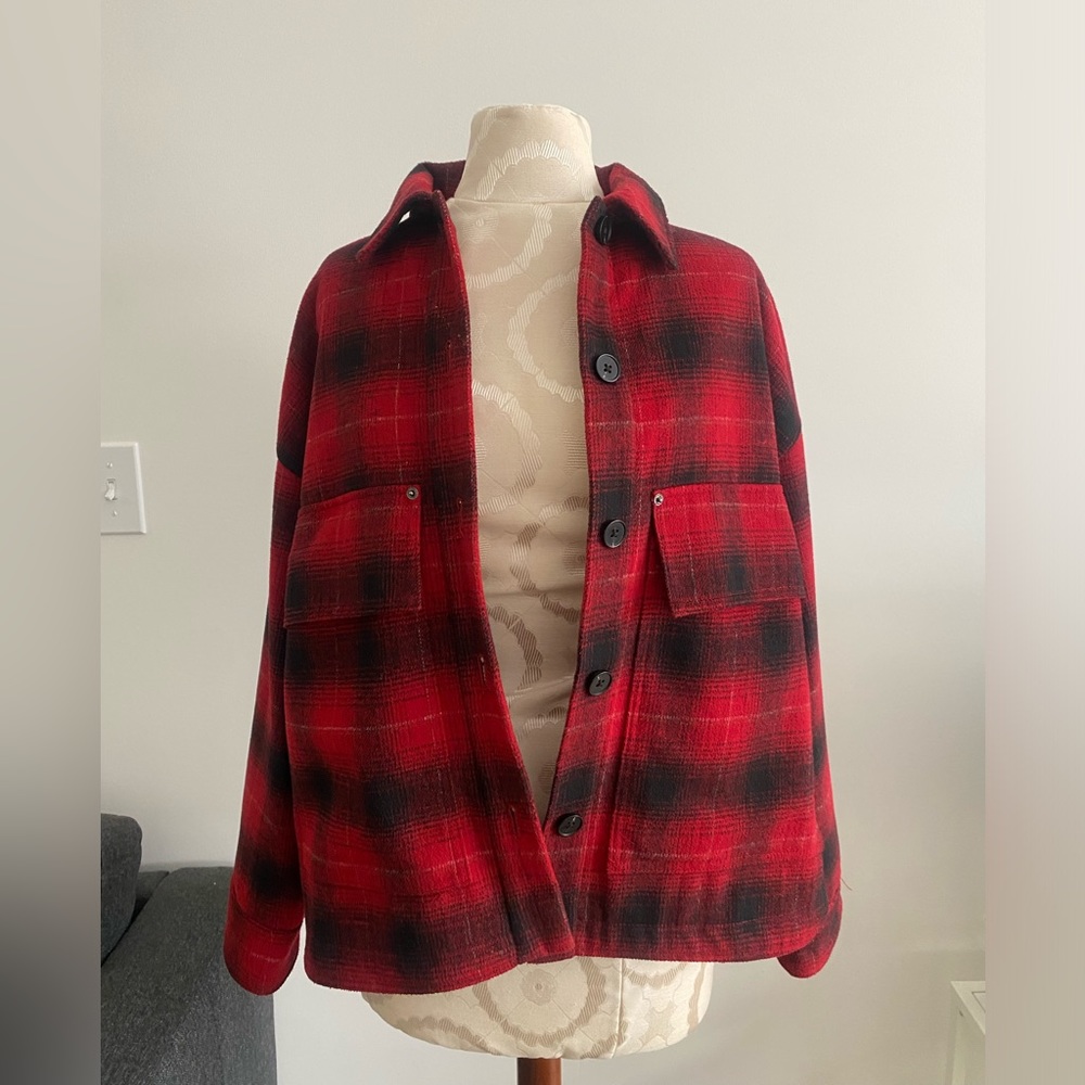 Zara oversized black & red flannels shacket
